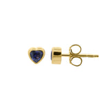 Love Heart Stud in Gold with Sapphire Zirconia