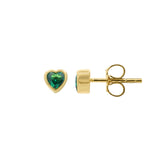 Love Heart Stud in Gold with Emerald Zirconia