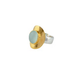 Top Hat Aqua Chalcedony ring in Gold and silver