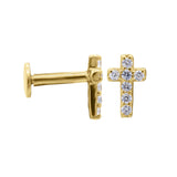 Cross studs with white Cubic Zirconia and screw back