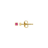 Square Stud in Gold with Ruby Zirconia