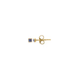 Square Stud in Gold with Sapphire Cubic Zirconia