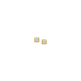 Square Stud in Gold with Cubic Zirconia