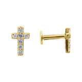 Cross studs with white Cubic Zirconia and screw back