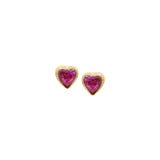 Love Heart Stud in Gold with Ruby Zirconia