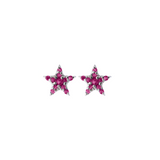 Silver Star studs with Ruby CZ