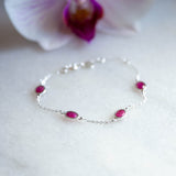 Marilyn Necklace & Bracelet in Silver with Ruby Quartz Jewellery Set