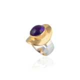 Top Hat Amethyst ring in Gold and silver