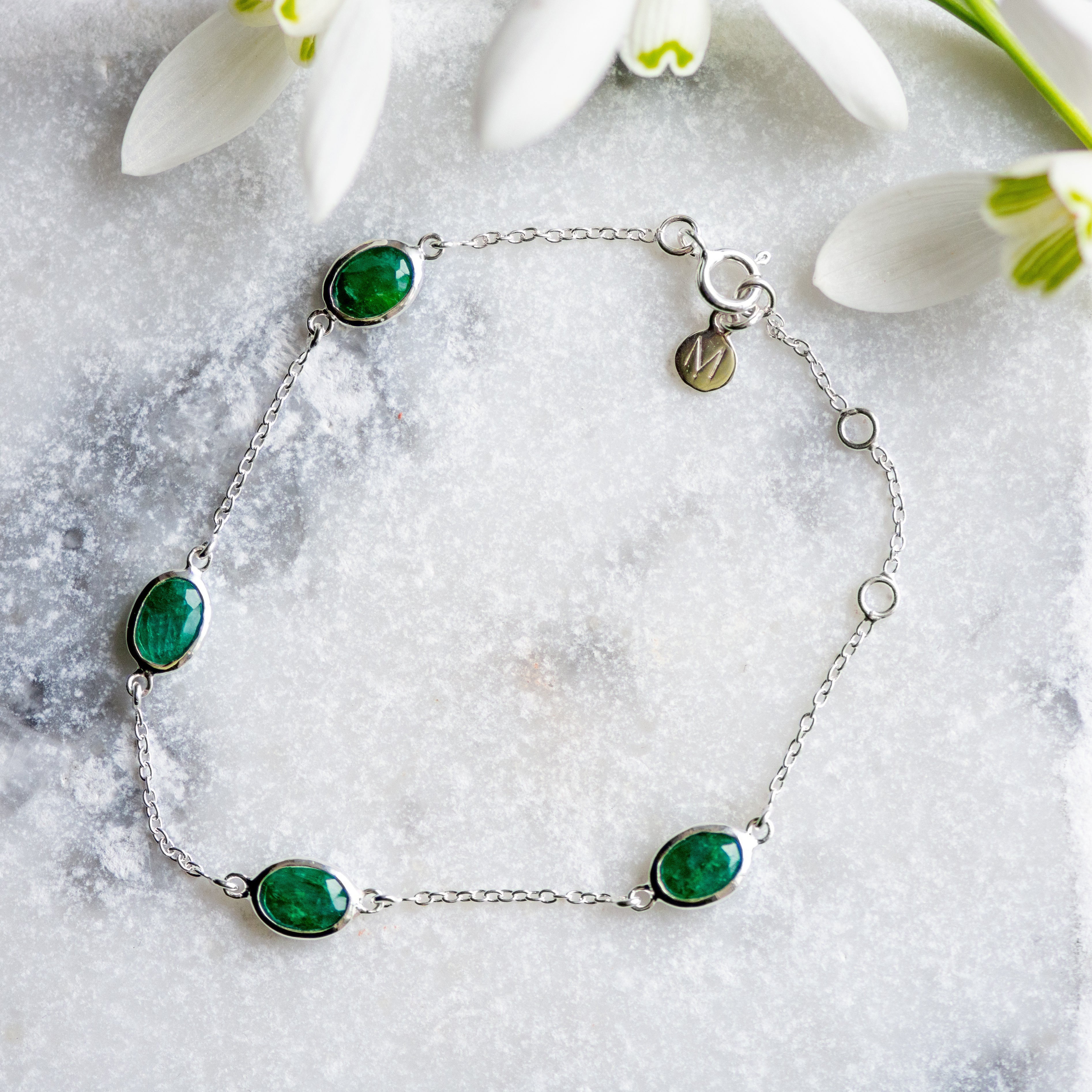 marilyn silver bracelet with emerald quartz from memara