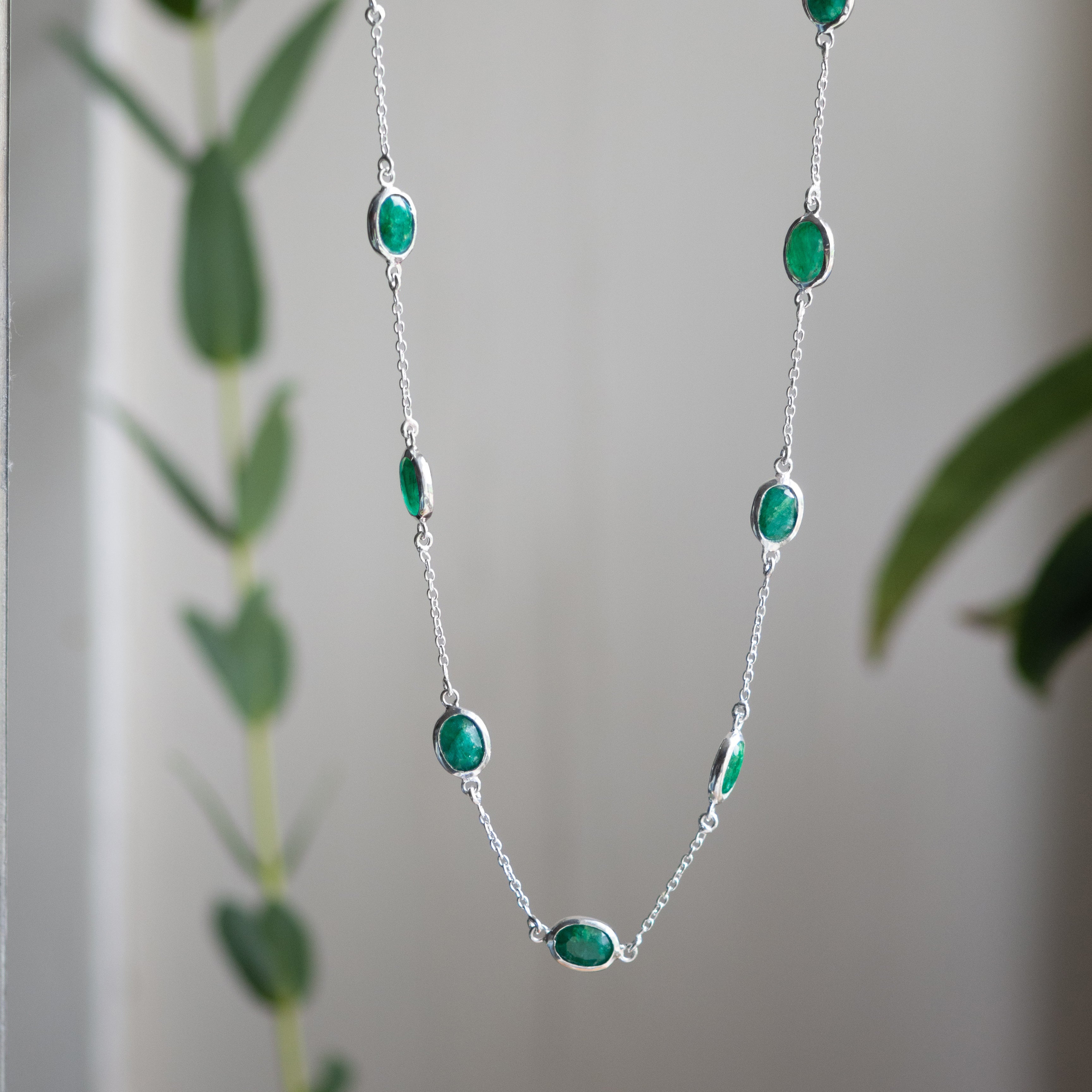 marilyn silver necklace with emerald quartz from memara