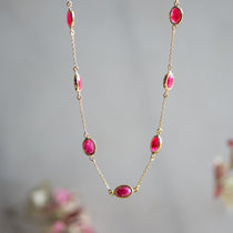 marilyn gold necklace with ruby quartz from memara