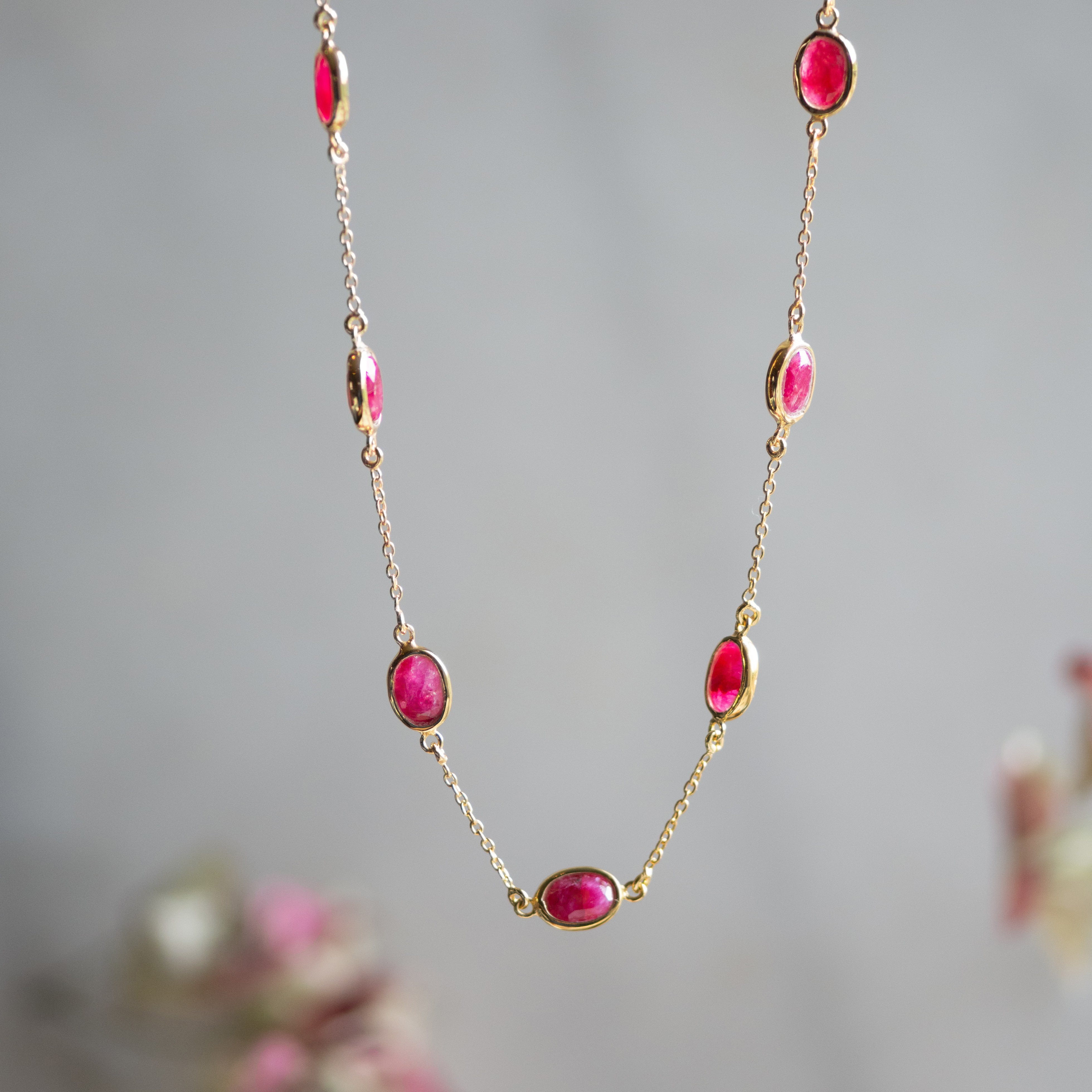 marilyn gold necklace with ruby quartz from memara