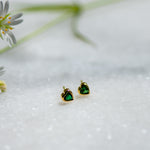 love heart emerald zirconia gold ear studs from memara