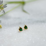 love heart emerald zirconia gold ear studs from memara