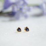 love heart sapphire zirconia gold ear studs from memara