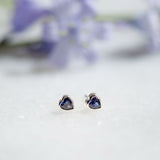 Love Heart Stud in Silver with Sapphire Zirconia