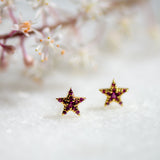 Star studs with Ruby CZ