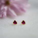 love heart ruby zirconia gold ear studs from memara