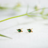 dudley emerald zirconia pear-shaped gold ear studs from memara