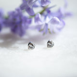 Love Heart Stud in silver with Zirconia with screw back