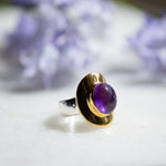 top hat amethyst gold & silver ring from memara