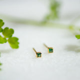 emerald zirconia square gold ear studs from memara