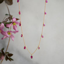 Tiggy Necklace in Gold and Created Pink Sapphire