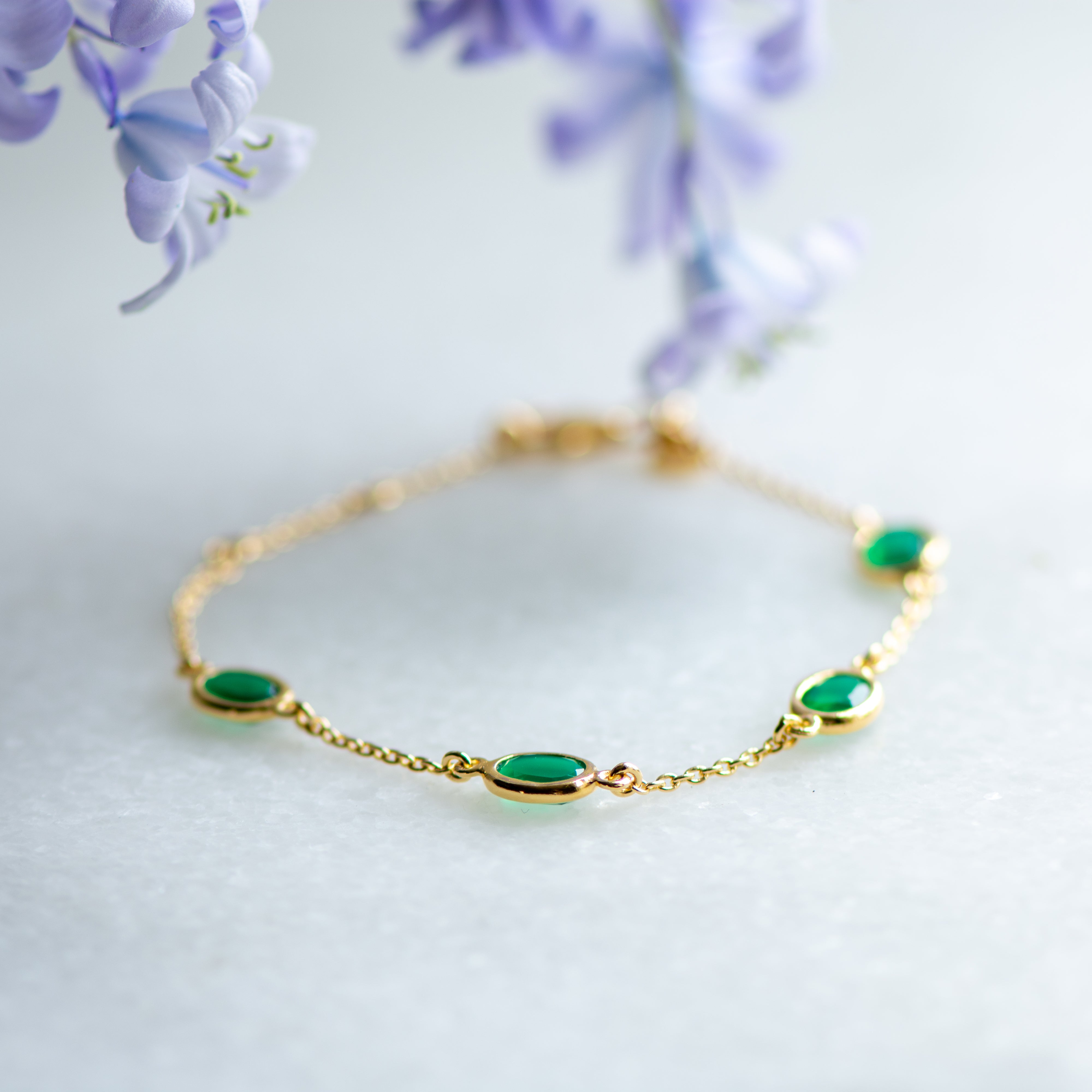 marilyn gold bracelet with green onyx from memara