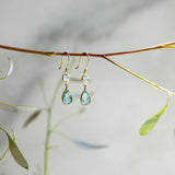 Large Apple and Pear Drop Earrings in Gold with Blue Topaz and Green Amethyst