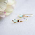 Juniper Drop Earrings With Aqua Chalcedony and Ruby Zirconia from Memara