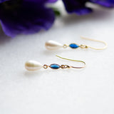 Bridgerton Sapphire Zirconia and Pearl Earrings from Memara