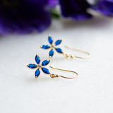 Blossom Drop Earrings in Gold with Sapphire and White Zirconia