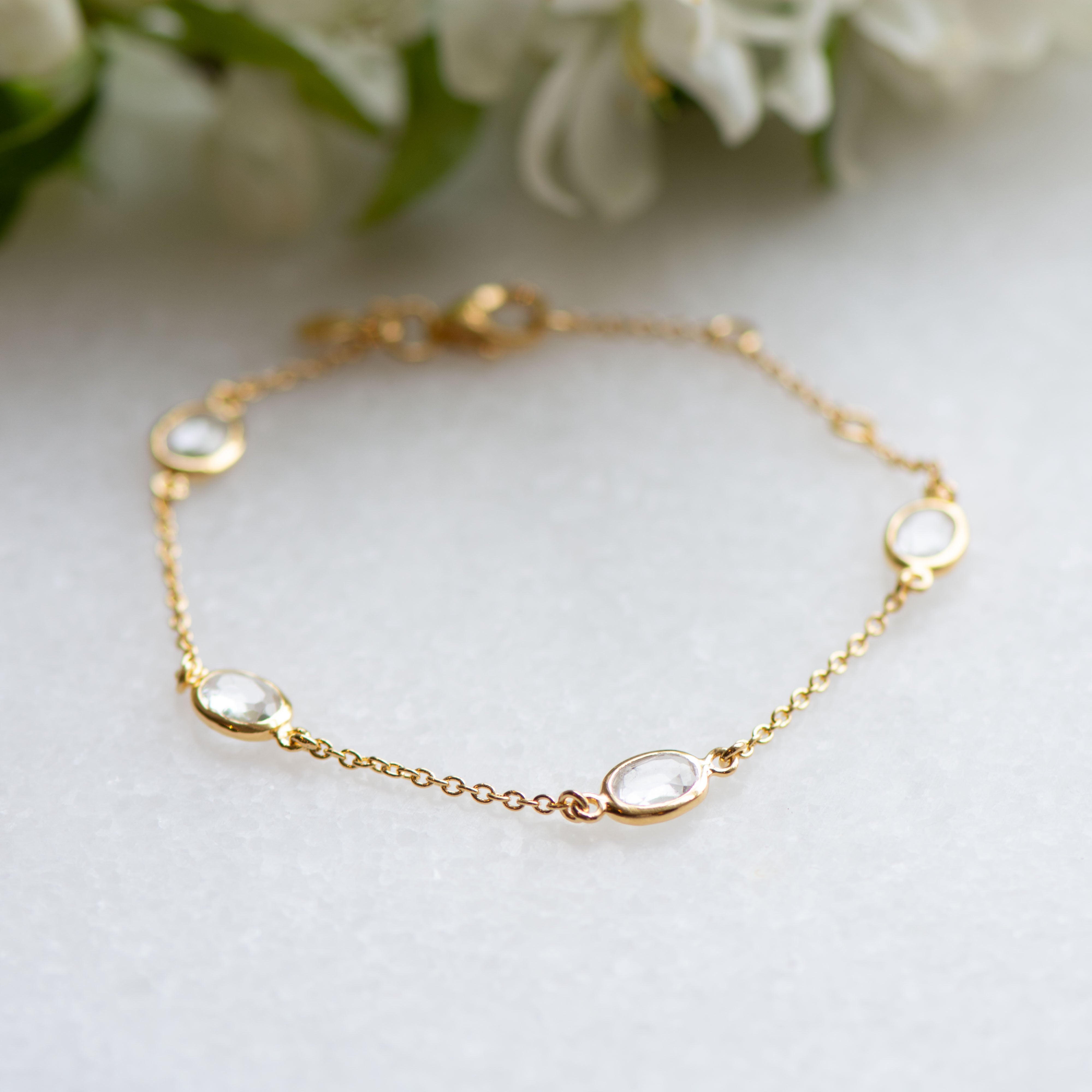 marilyn gold bracelet with crystal from memara