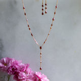 The Y Drop Necklace in Garnet