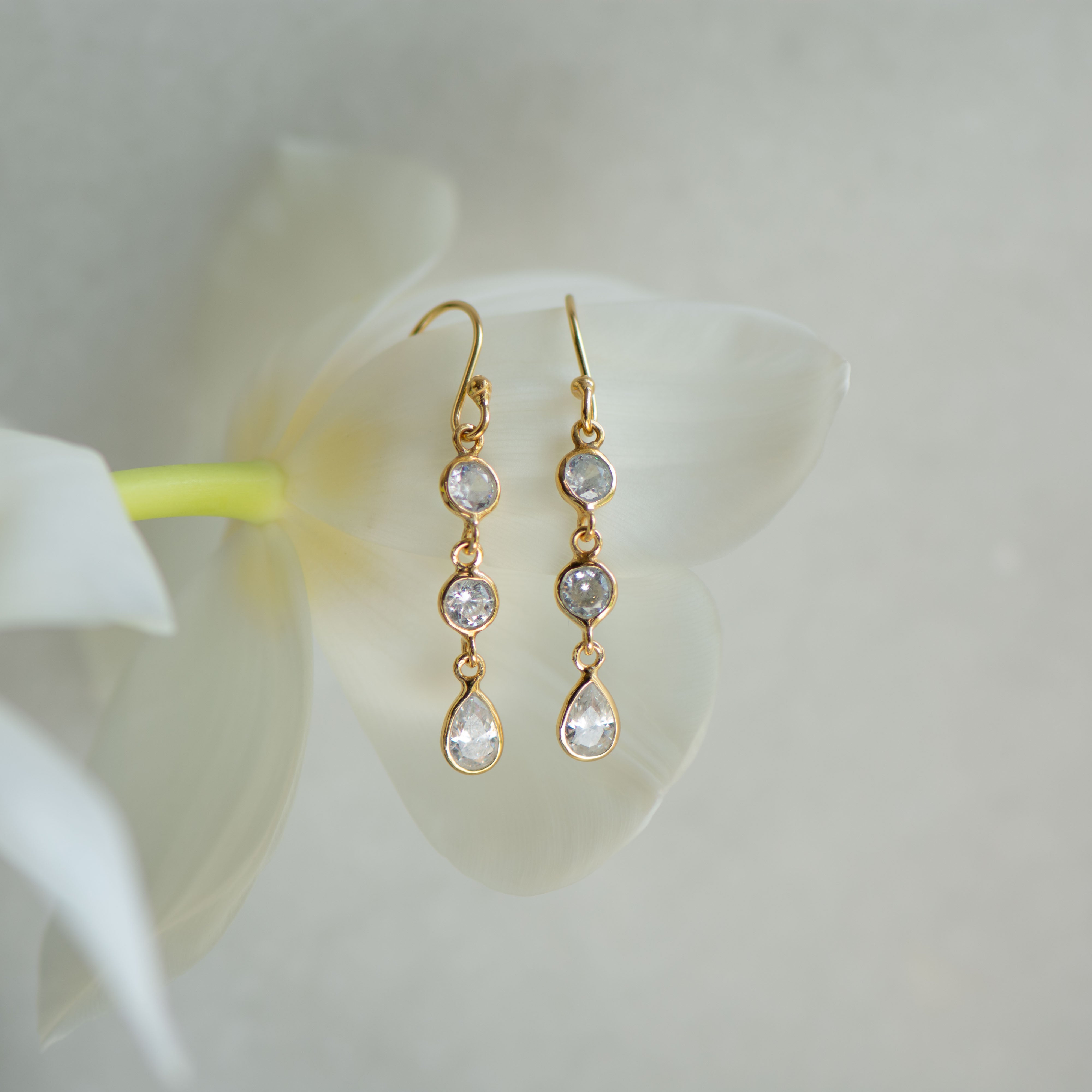 Triple Drop Earrings in Zirconia from Memara