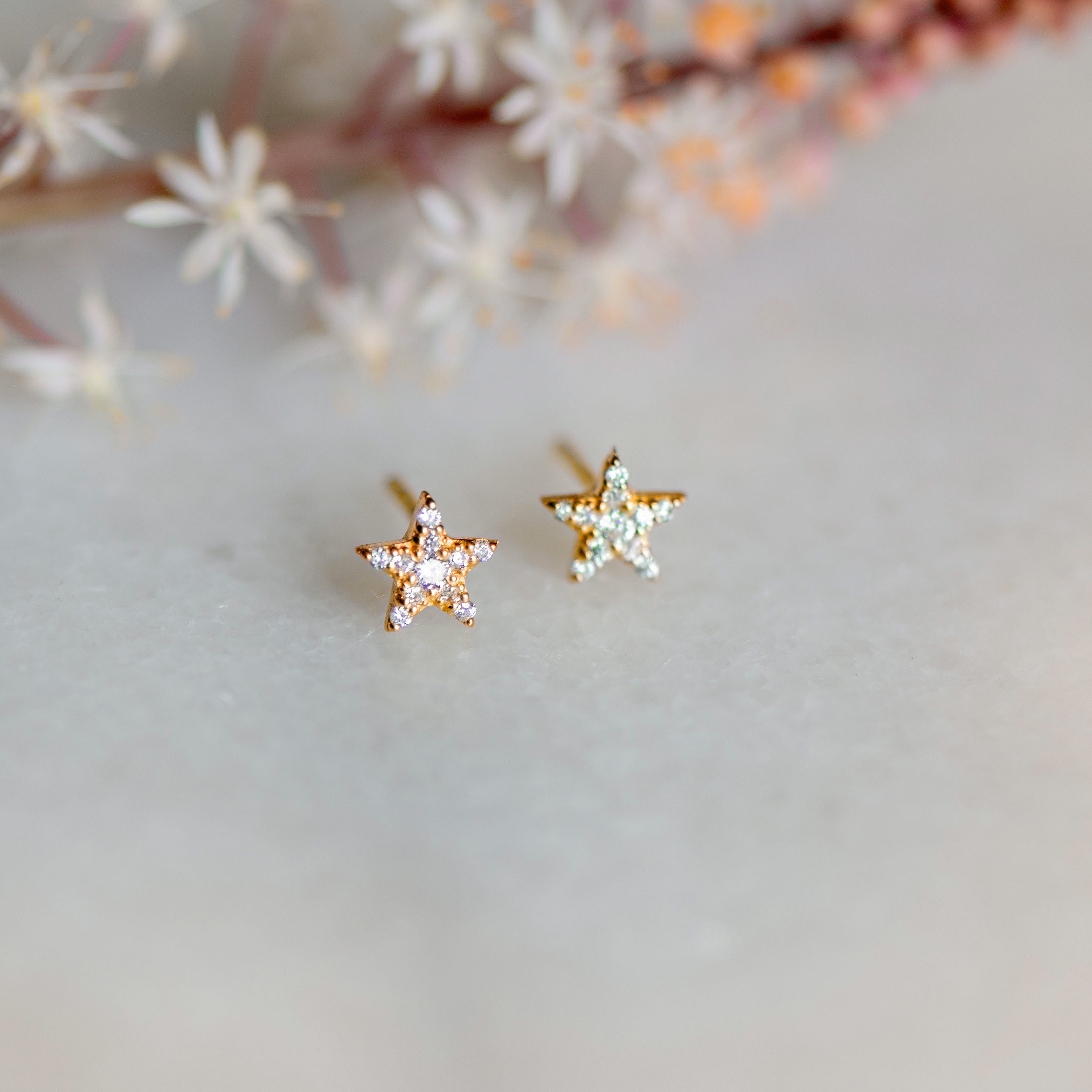 zirconia gold star stud earrings from memara