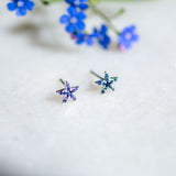 Silver Star studs with Sapphire CZ