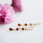 Triple Drop Earrings in Garnet from Memara