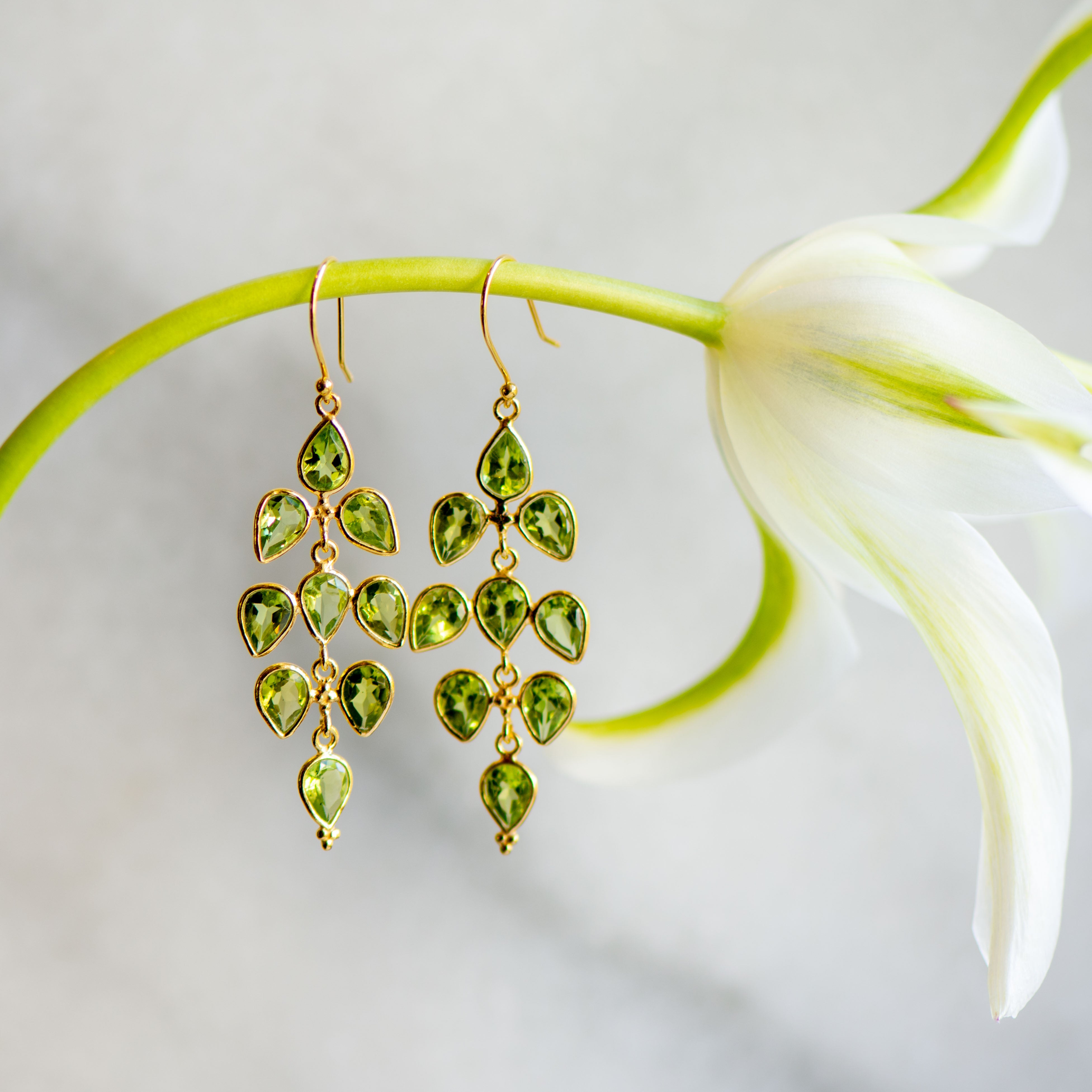 wisteria peridot gold earrings from memara