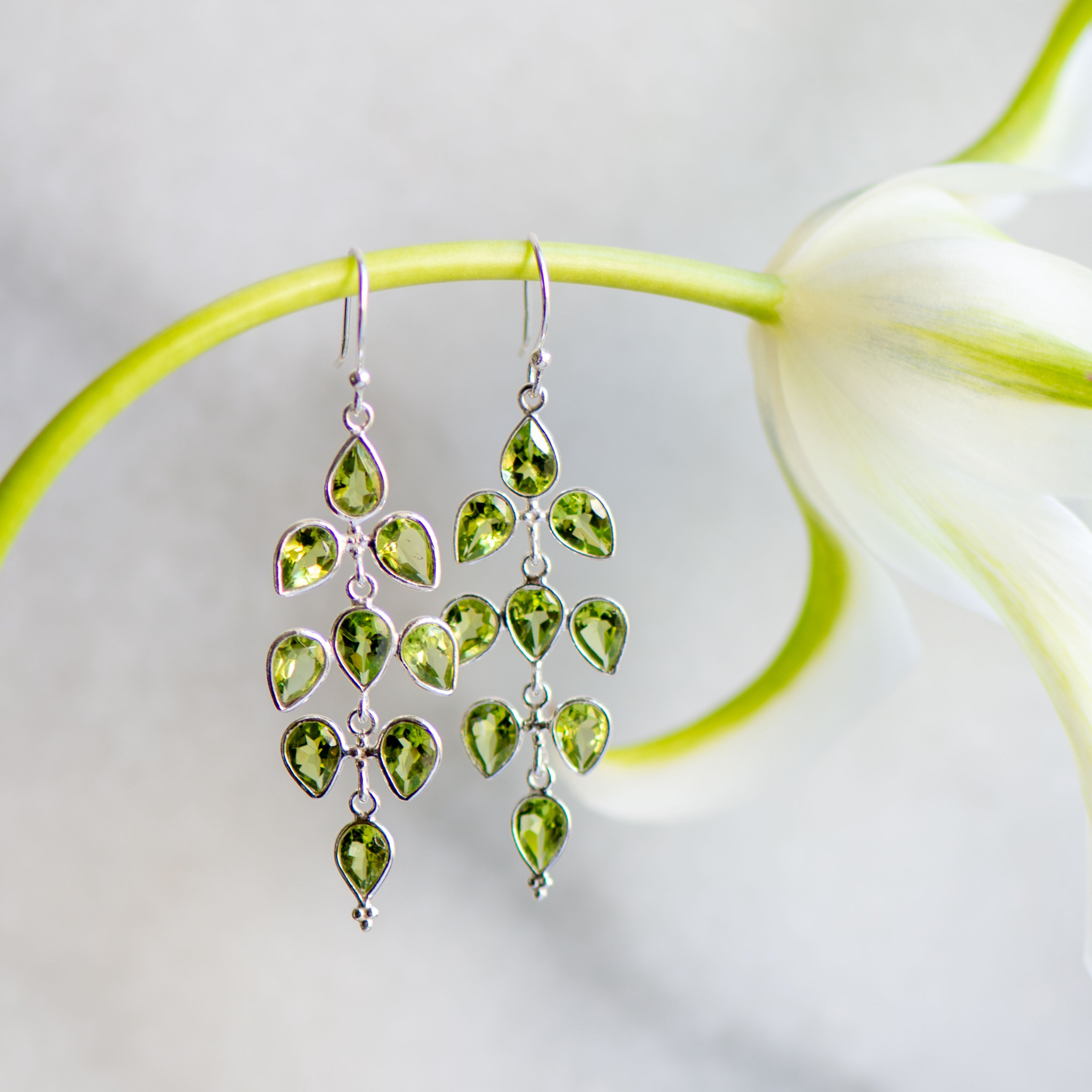 wisteria peridot silver earrings from memara