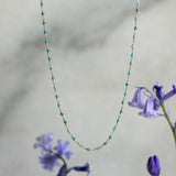 Beaded Gold and Aqua Chalcedony necklace