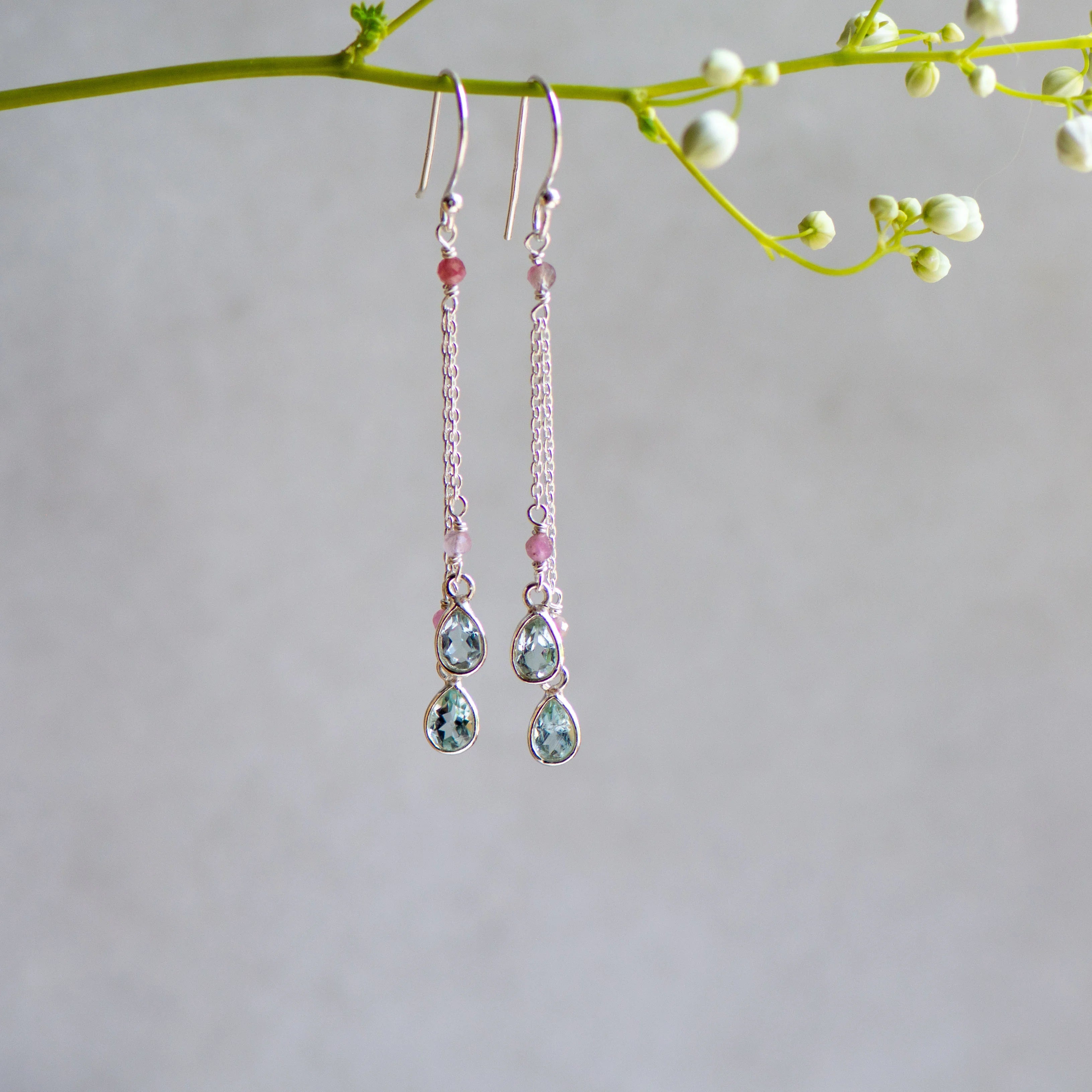 Kiki Drop Earrings in Topaz and Tourmaline (Silver) from Memara