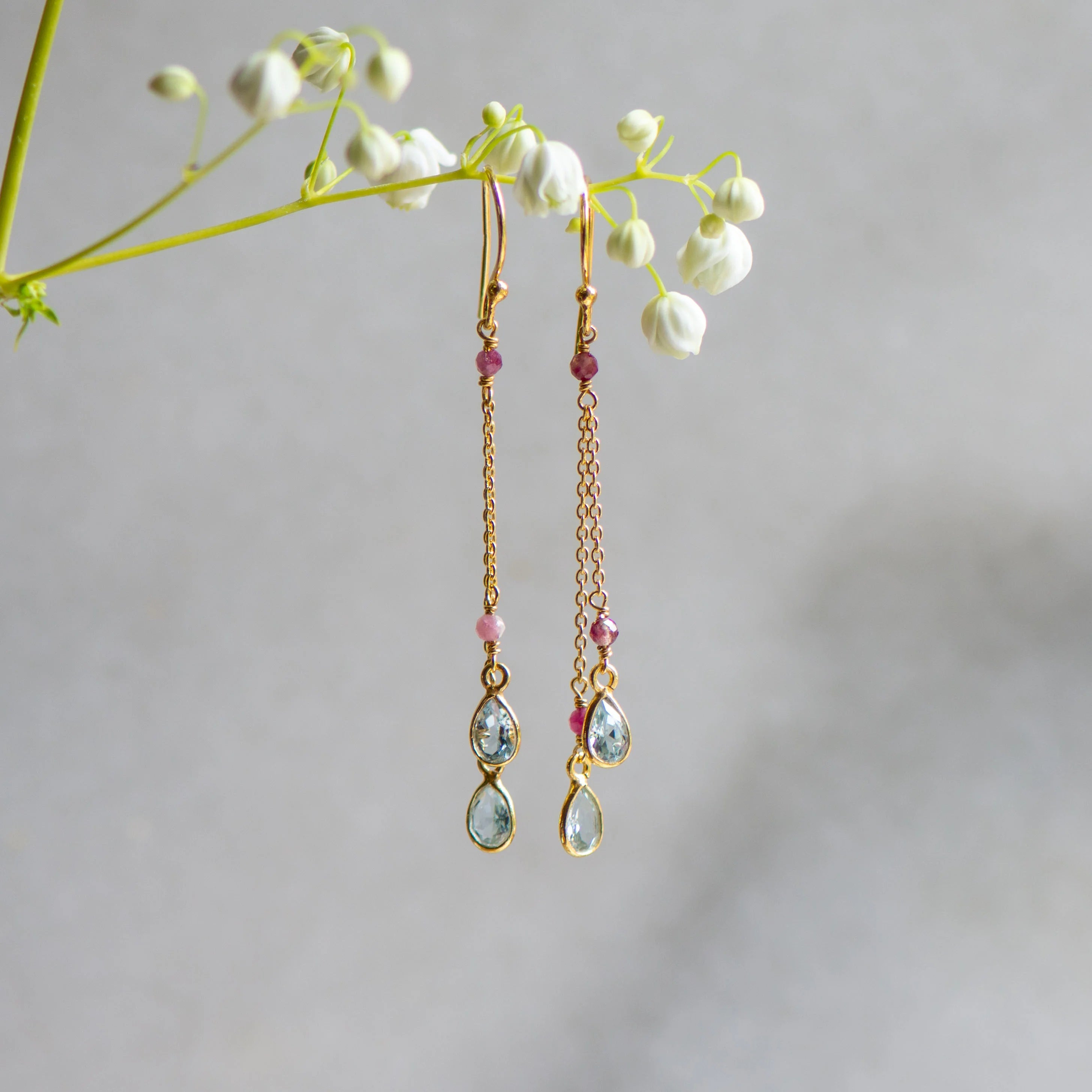 Kiki Drop Earrings in Topaz and Tourmaline (Gold) from Memara