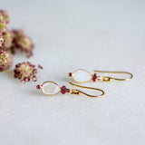 Juniper Drop Earrings With Moonstone and Ruby Zirconia from Memara