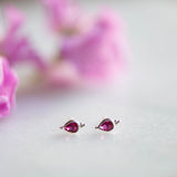 Pear Shaped Dudley Stud in Silver with Ruby Zirconia