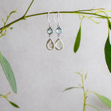 Large Apple and Pear Drop Earrings in Silver with Blue Topaz and Green Amethyst