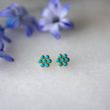 Turquoise flower studs