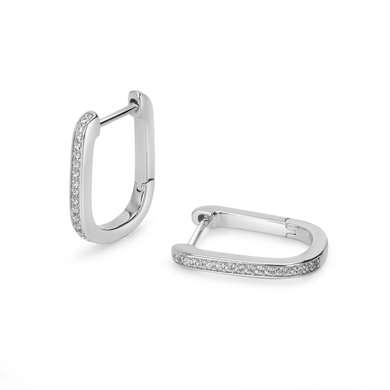 oval crystal silver charm hoop earrings from memara