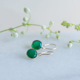 Dew Drops in Silver and Green Onyx