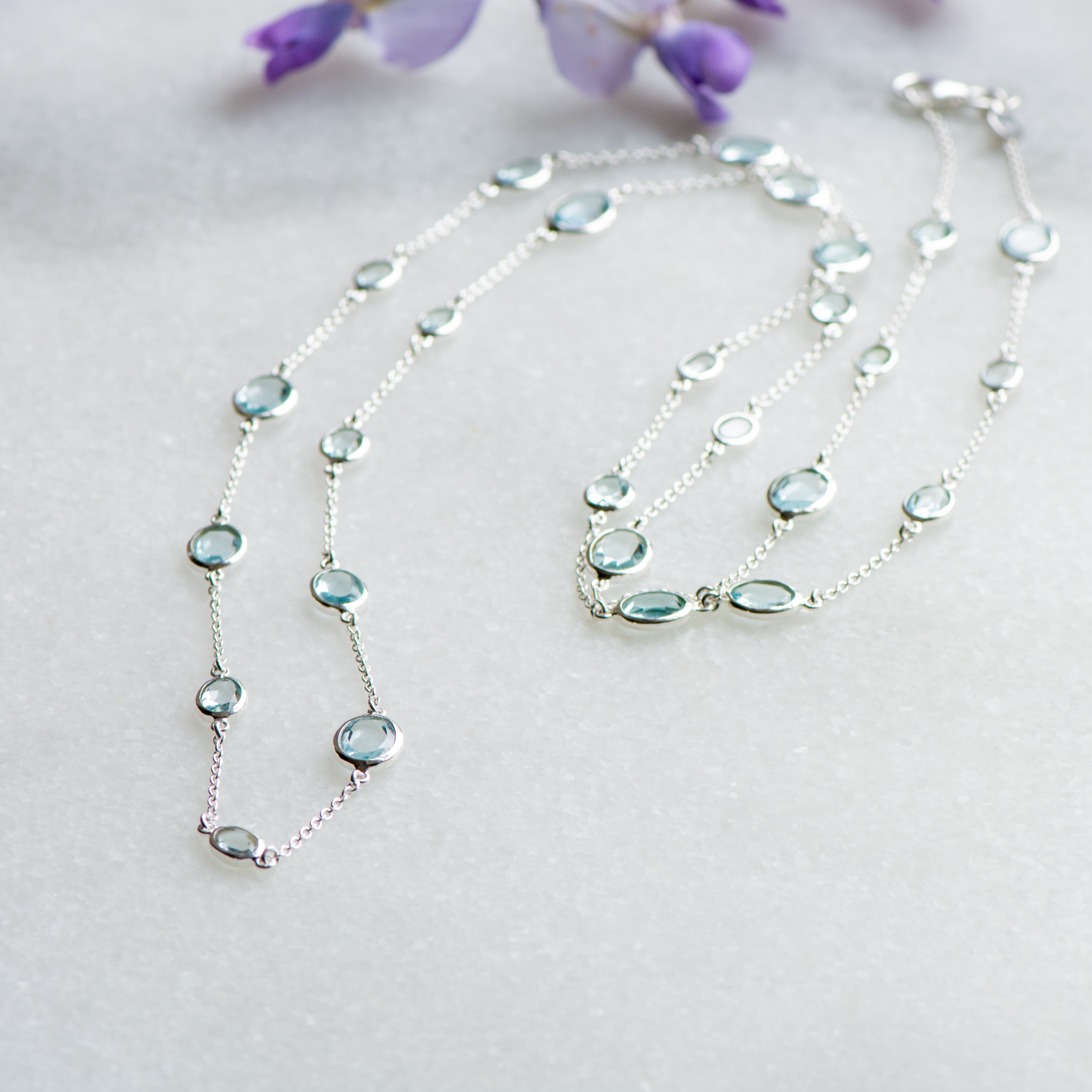 double marilyn silver necklace with sky-blue topaz from memara